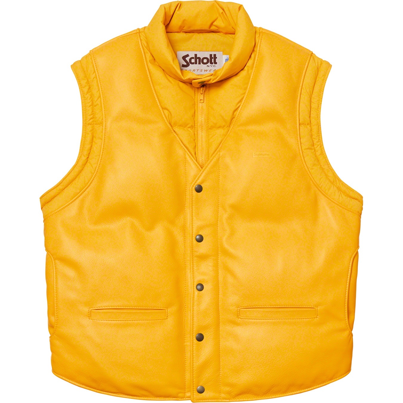 Supreme®/Schott® Down Leather Vest Puffy Jacket view 8